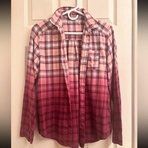 Abercrombie and Fitch Plaid Purple Ombre button up long sleeve shirt